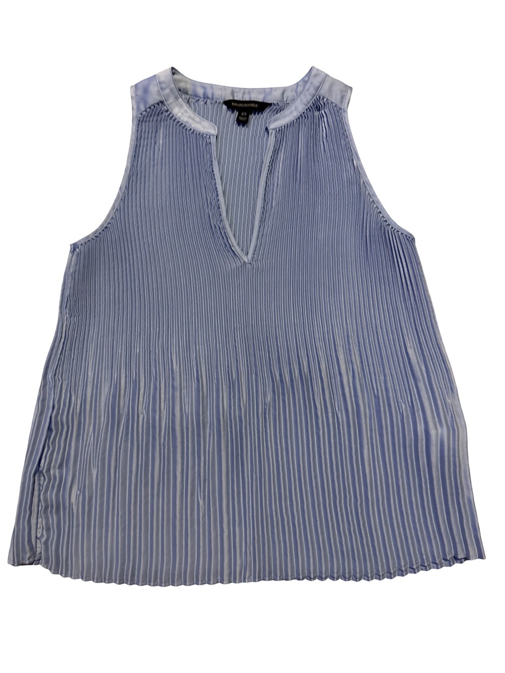 Banana Republic Light Blue Pleated Sleeveless V-Neck Tank